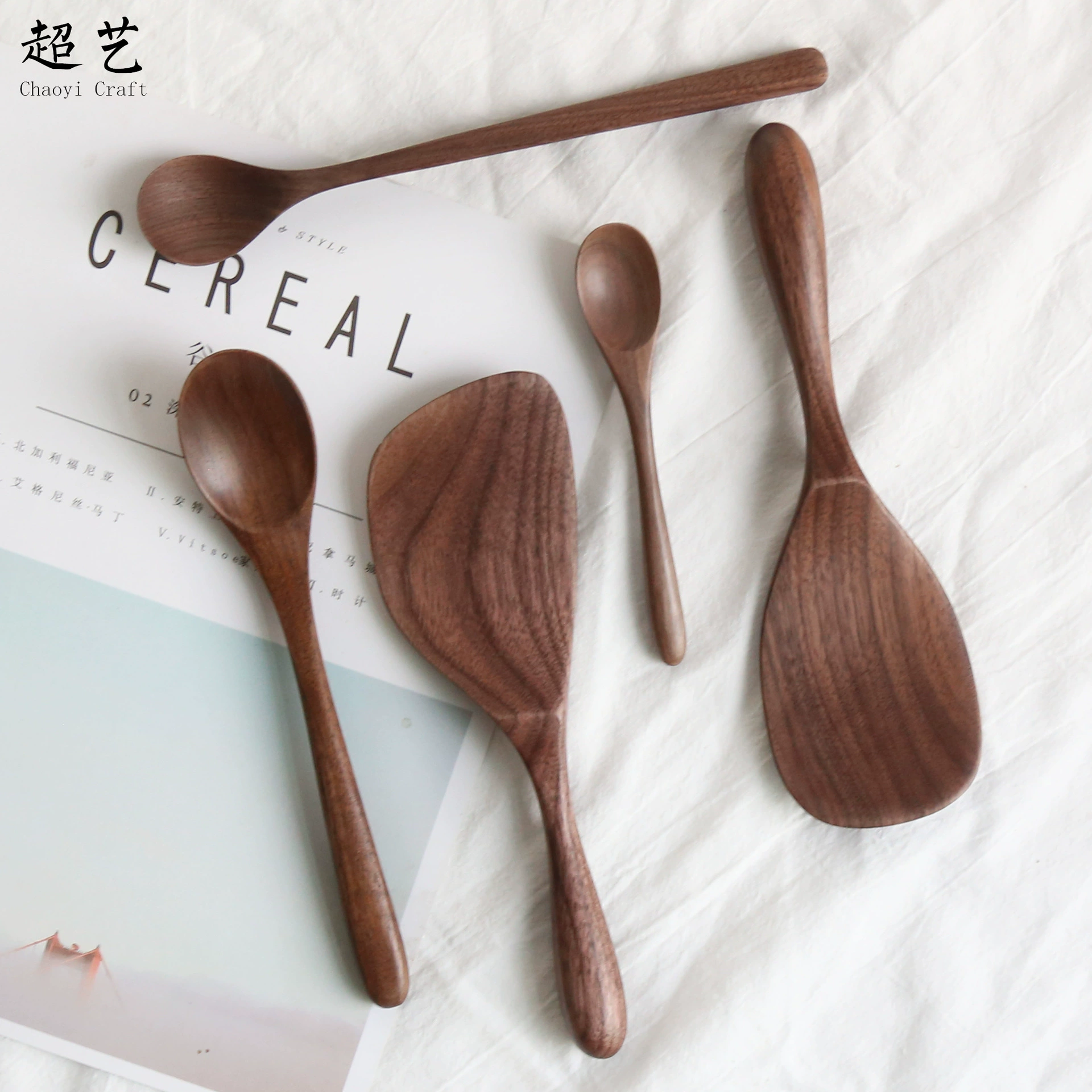 Кофейная ложка (Chaoyi Craft), японский стиль, натуральное дерево черного ореха, элегантная отделка