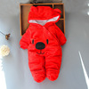 Coral velvet winter children's down jacket to go out, increased thickness, 0-1 years