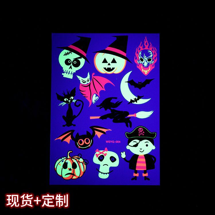 Tatuajes Temporales Infantiles de Transferencia de Agua de Papel Fluorescente para Niños y Halloween image 5