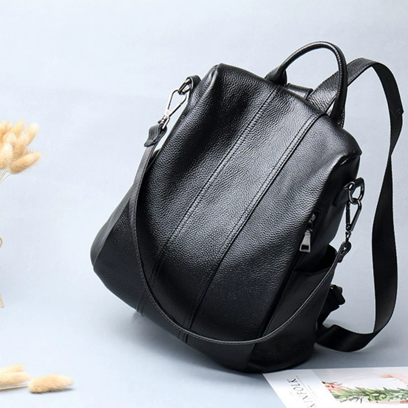 Universal fashionable backpack, shoulder bag, genuine leather