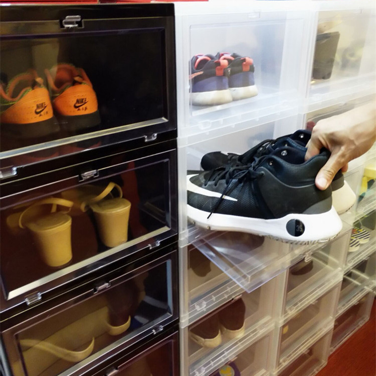 Thickened transparent shoe box flip display shoe cabinet free combination men's and women's shoes storage box dustproof plastic finishing