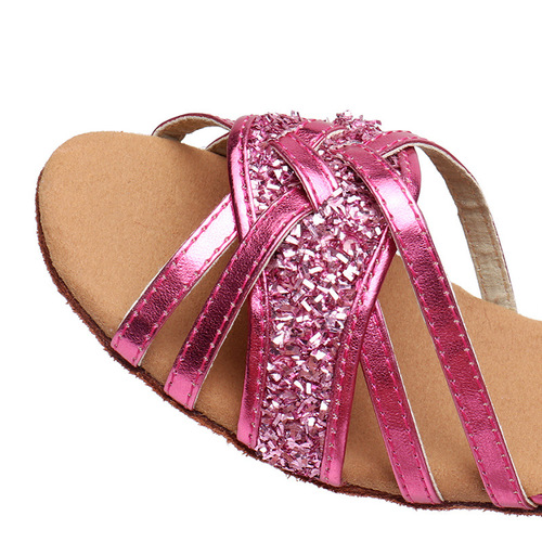 Children's pink blue sequins Soft Sole Latin Dance Shoes Stage Performance Shoes girls ballroom jazz Dance Shoes Chasamba Cowboy Bullfighting