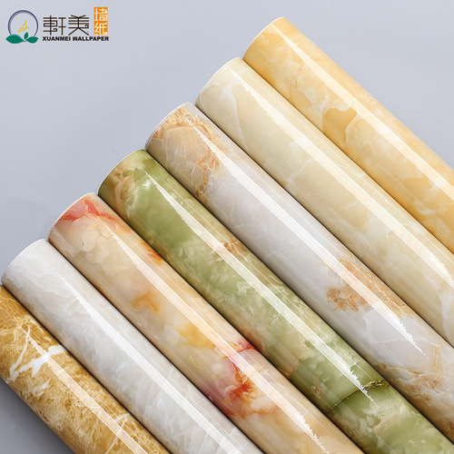 Marble sticker waterproof and oil proof self-adhesive wallpaper bathroom kitchen living room bathroom renovation factory wholesale