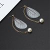 Retro shiffon earrings from pearl, Korean style, wholesale