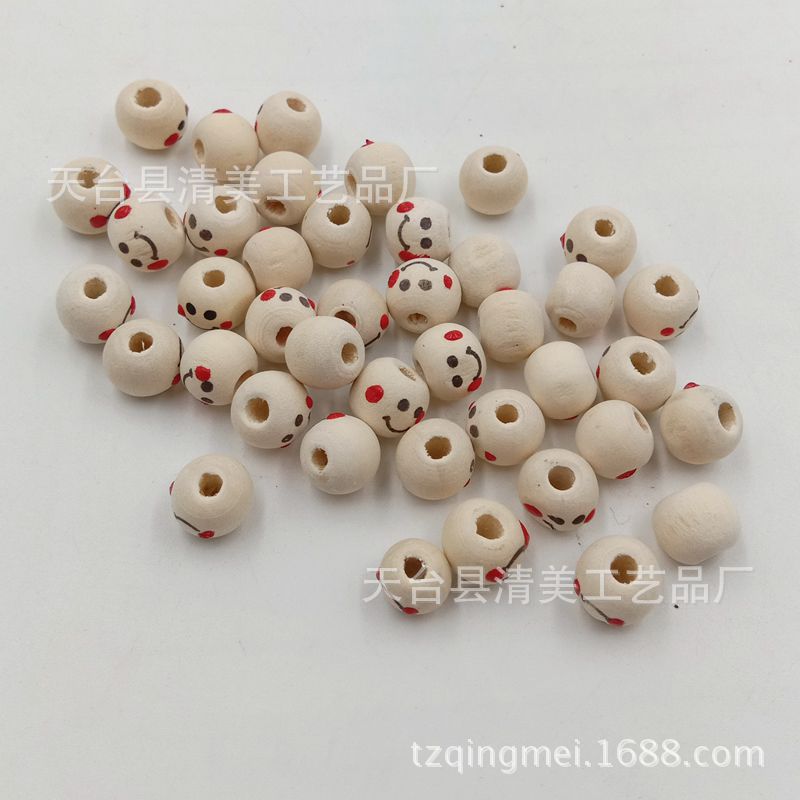 Madera pintada de madera Smiley DIY lindo cuentas sonriente cuentas de madera 100 piezas un paquete