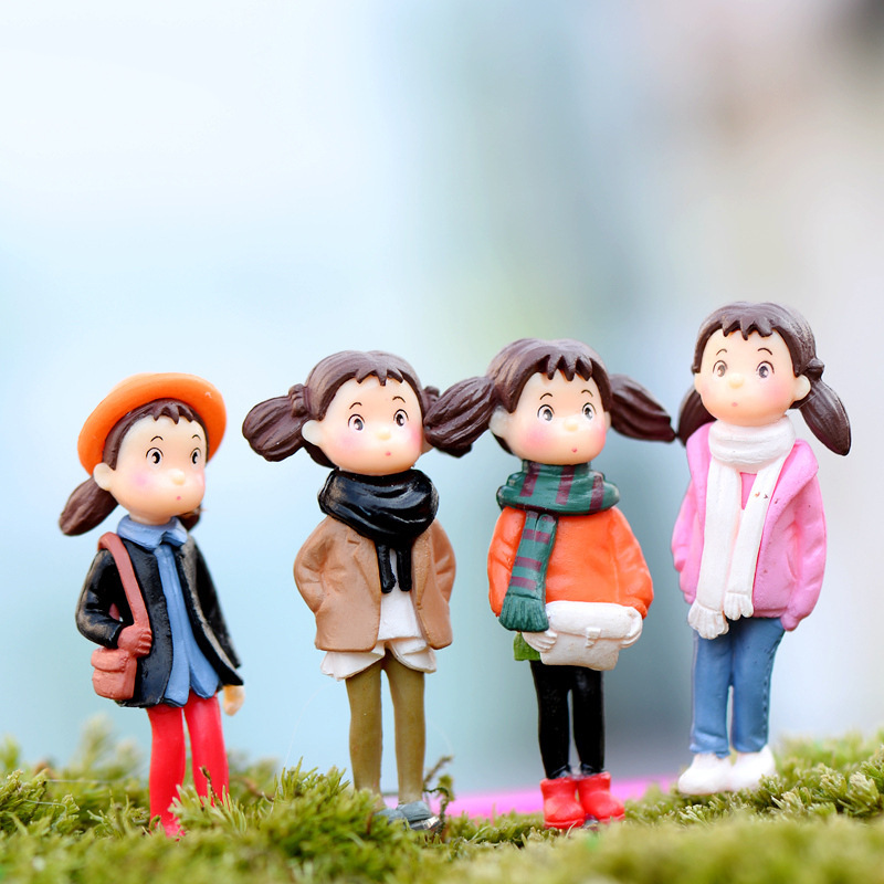 즙이 많은 냄비 창조적 인 장식 Zakka 스타일의 겨울 옷 Xiaomei 인형 모스 마이크로 풍경 작은 장식 케이크 플러그인