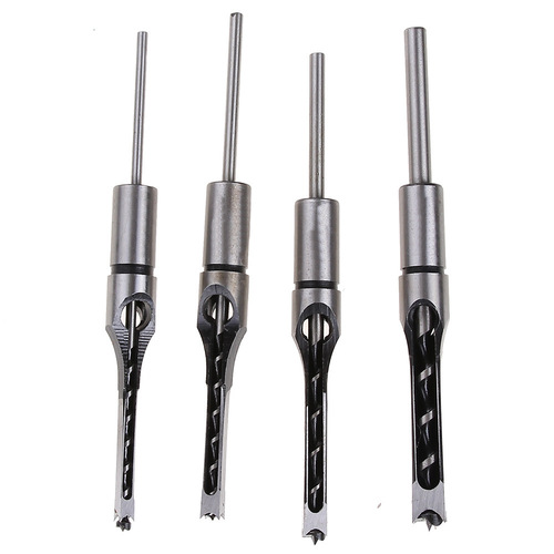 Woodworking square hole drill, inch lengthened woodworking square hole drilling, square hole drill bit for tenon machine 4PC