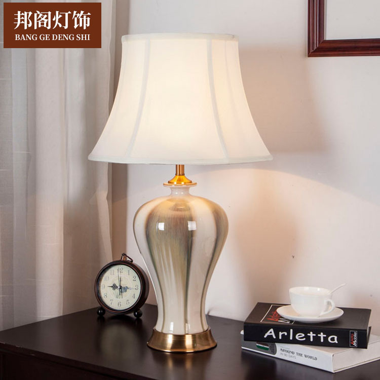 New Chinese Style Ceramic Table Lamp Living Room Bedroom Model Room Decorative Table Lamp Chinese Style Atmospheric Ceramic Table Lamp