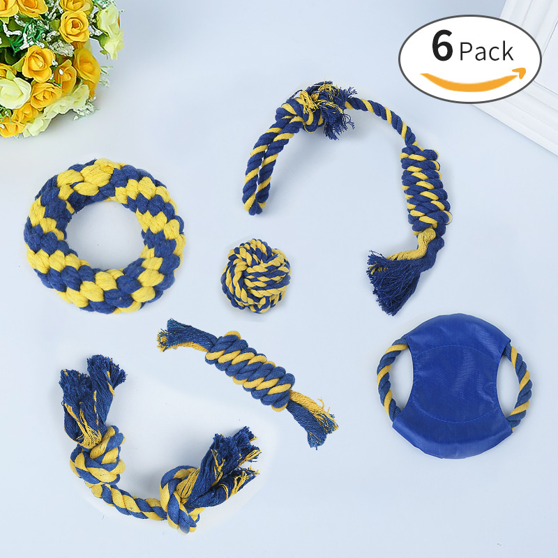 Amazon para juguetes de mascotas, juguetes de cuerda de algodón, perros de mascotas, dientes de molienda, juguetes resistentes a la mordida, en stock al por mayor.