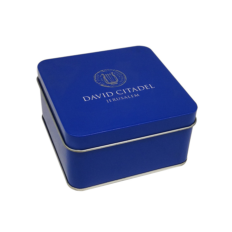 方形礼盒马口铁盒糖果收纳铁盒蓝色小铁盒马卡龙包装铁皮盒子