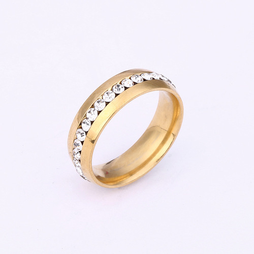 Cross-border hot selling titanium steel ring niche single drainage diamond exquisite ring stainless steel jewelry manufacturer direct supply