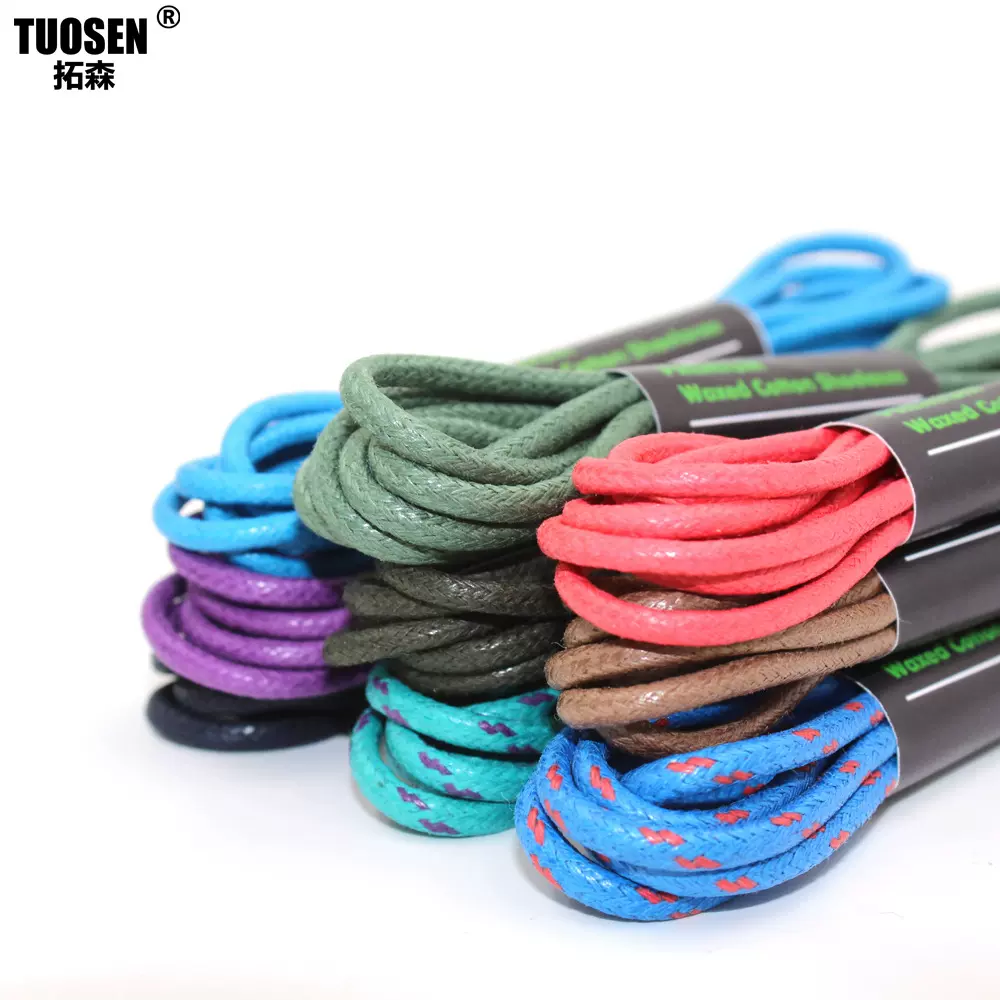 马丁靴雪地靴鞋带 黑白棕色打蜡鞋绳 潮流个性皮鞋鞋带 圆形鞋带