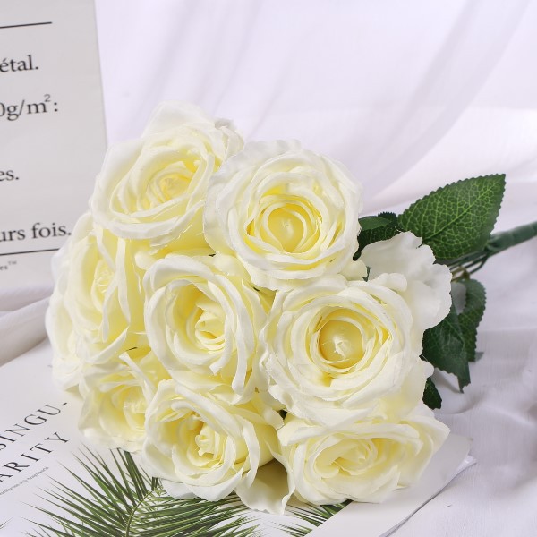 Multi-cabeza rosa artificial falso ramo flor pared de seda floral decoración de la boda manejar rojo naranja diez cabeza nueve cabeza