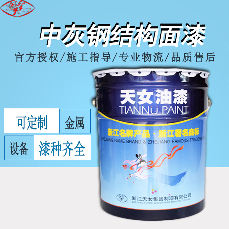 天女牌金属钢结构储罐设备防腐防锈防水涂料油漆 中灰钢结构面漆