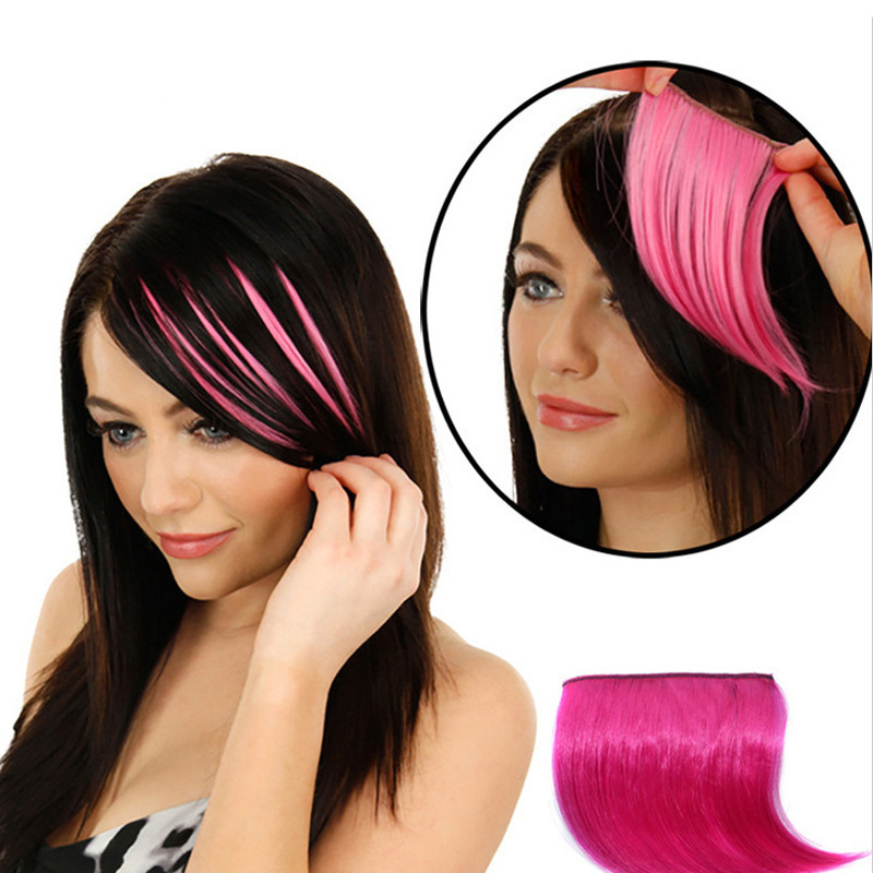 Wig Color Bangs Highlight Dye Gradient Realistic Hair Tips Hair Color Straight Hair Tips Wig