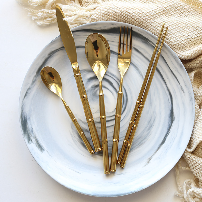 European-style Export Creative Hotel High-grade Gold 304 Stainless Steel Western-style Tableware Set Knife, Fork and Spoon Chopsticks Gift