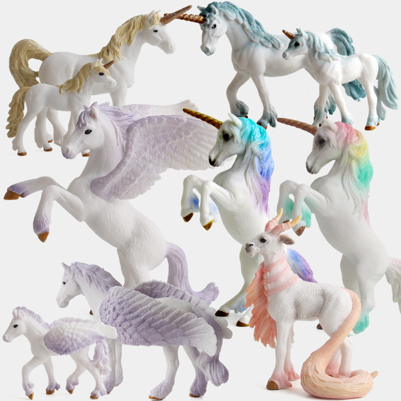 Unicornio muñeca juguete simulación mini modelo animal unicornio mito europeo leyenda Dios bestia transfronteriza exportación
