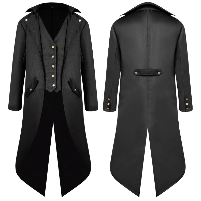 Men's Medieval Punk Tuxedo Coat, Mid-Length Retro Cosplay Jacket, Multi‑color Sizes