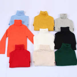 潮版纯色秋冬季休闲时尚针织高领棉糖果色打底衫儿童毛衣