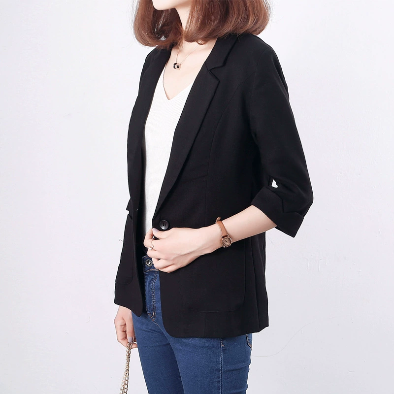 2021 Новый женский костюм больших размеров из хлопка и льна 200 кг Толстая сестра тонкое летнее тонкое пальто с семью рукавами