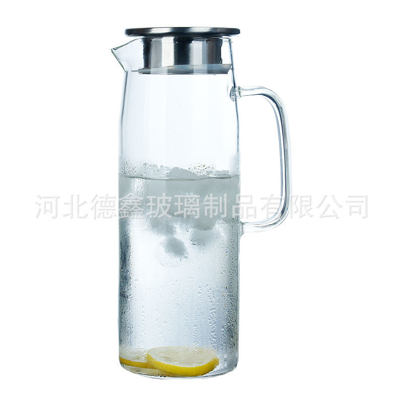 Hogar transparente vidrio botella de agua fría gran capacidad olla de limón sala de estar fría botella de agua blanca olla de jugo botella de agua fría