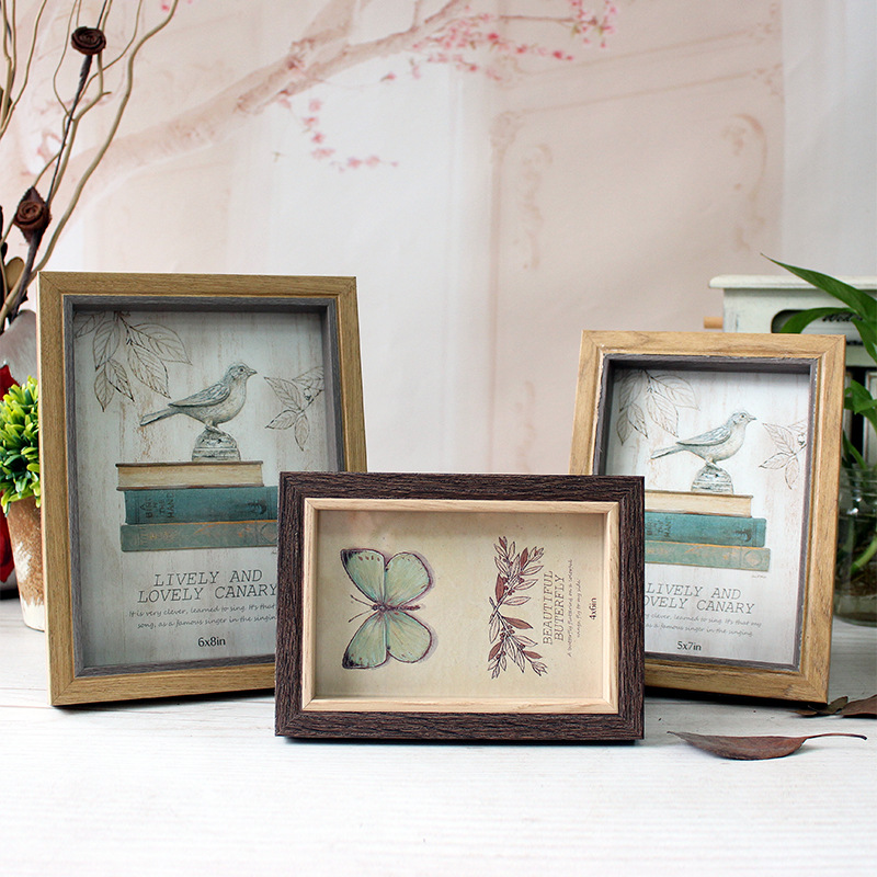 Photo Studio photo studio photo frame wholesale table hanging wall dual-use photo frame 6/7/8/10 inch creative American wooden