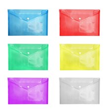 厂家直销A5横款透明按扣文件袋办公资料档案袋带名片口袋印刷logo