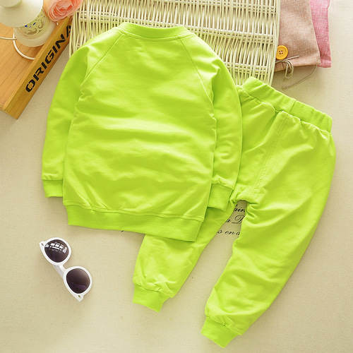 Fashion new spring and autumn children's suits round neck long-sleeved trousers male and female baby two-piece set Korean style children's clothing dropshipping