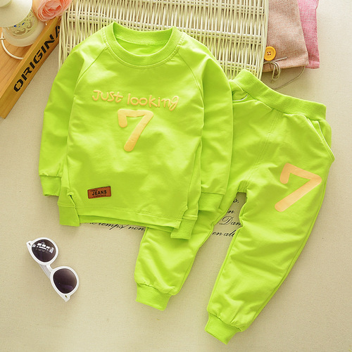 Fashion new spring and autumn children's suits round neck long-sleeved trousers male and female baby two-piece set Korean style children's clothing dropshipping