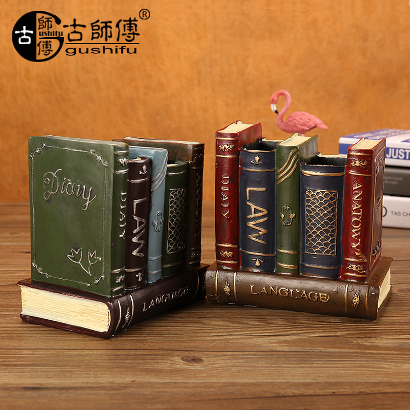 American Creative Resin Book-shaped Pen Holder Desktop Large Capacity Living Room Desk Home Multi-functional Storage Box Ornaments