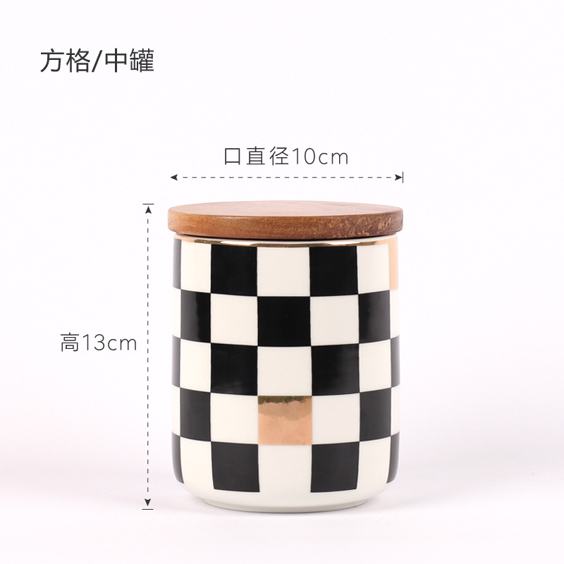 Jarra sellada geométrica nórdica con tapa jarra de almacenamiento de cerámica caja de almacenamiento de café perfumado granos de té decoración de tarro de caramelo