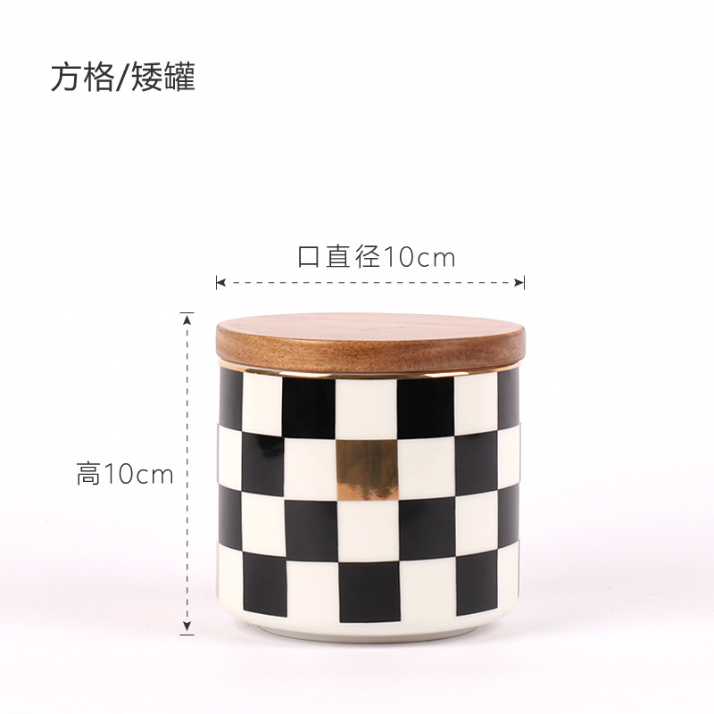Jarra sellada geométrica nórdica con tapa jarra de almacenamiento de cerámica caja de almacenamiento de café perfumado granos de té decoración de tarro de caramelo