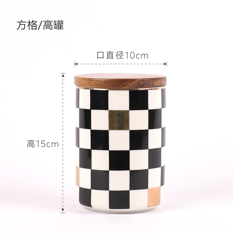 Jarra sellada geométrica nórdica con tapa jarra de almacenamiento de cerámica caja de almacenamiento de café perfumado granos de té decoración de tarro de caramelo