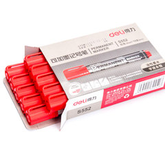 得力S552可加墨油性記號筆快干不易褪色大頭筆紅色藍色黑色可選