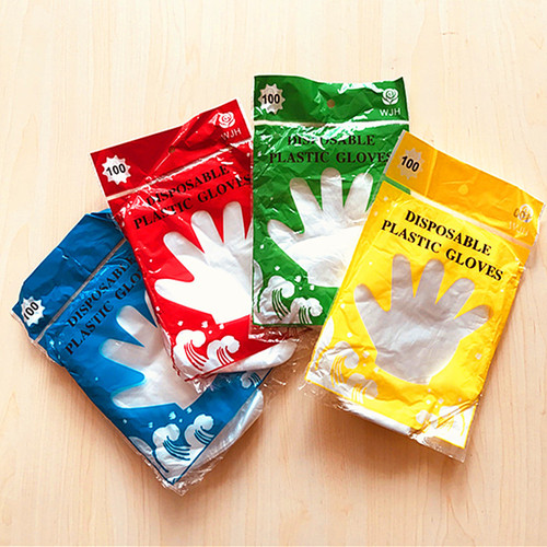 Disposable gloves PE gloves edible film gloves sanitary gloves colorful bags of 100 pieces