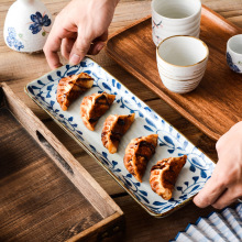 日韩手绘陶瓷餐具 陶瓷盘 长方盘 点心盘 饺子盘 寿司盘