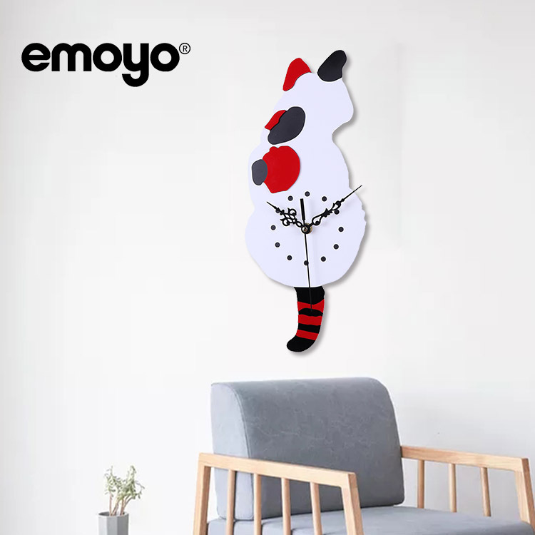 Reloj de pared gato oscilante｜Cuarzo silencioso｜Decoración moderna｜Producto transfronterizo