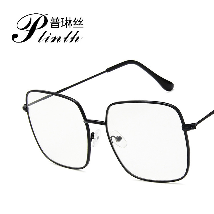 Korean Style Square Metal Glasses Frame 188 Vintage Artistic Polygon Flat Mirror Square Large Frame Glasses