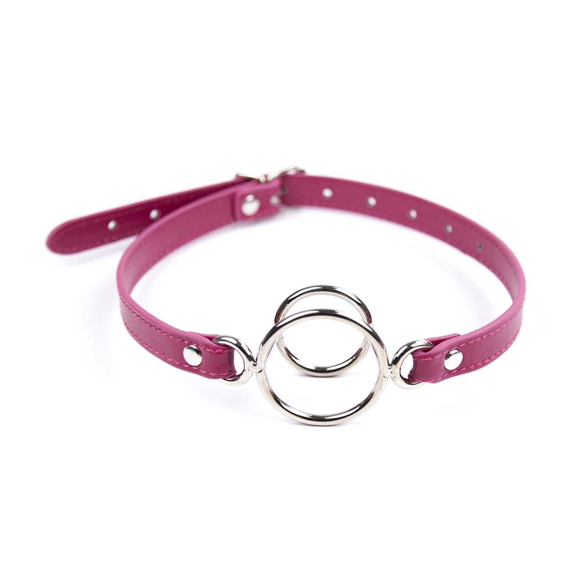 Juguetes sexuales, juguetes de cuero, mordaza de cuero con anillo de hierro, mordaza de cuero con anillo de metal, mordaza de doble anillo, bola bucal, SM, para uso masculino y femenino, mordaza P