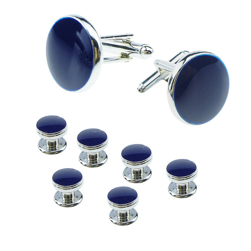 Dali Men's Cufflinks Set, French Shirt Round Oil Shell Cufflinks, 8-Piece Set