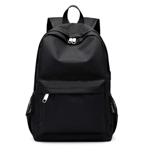 Cross-border solid color men's casual backpack Korean version large capacity USB charging travel backpack college and middle school student school bag