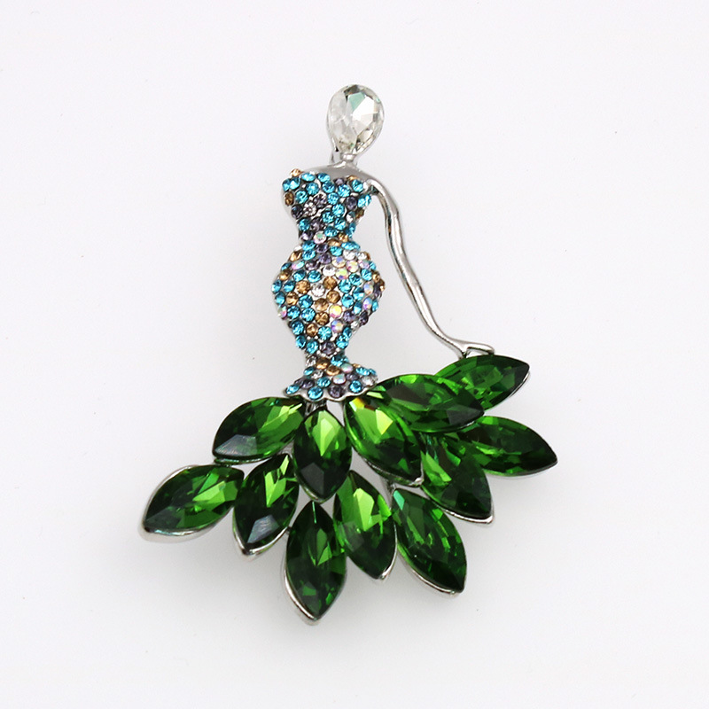 Korean fashion corsage women accessories Diamond Crystal mermaid pendant brooch necklace dual-use factory price wholesale