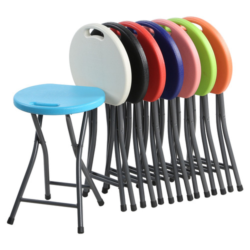 Portable Plastic Folding Stool for Night Market Stalls, Household Thick Dining Stool, Outdoor Bench, Simple Round Stool, Wholesale