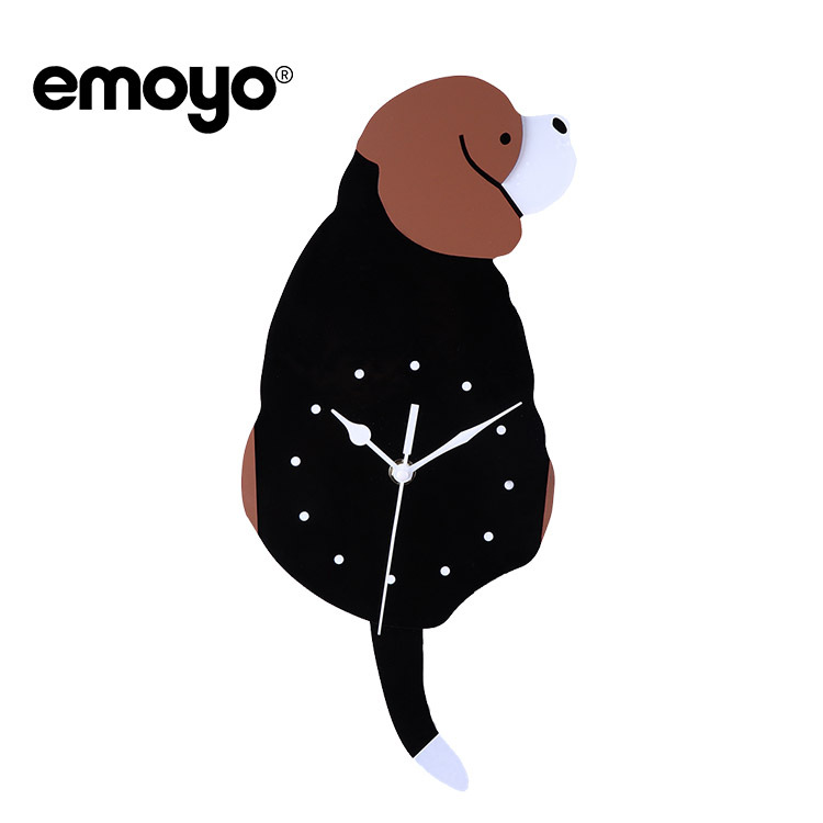 Creativo acrílico niños cuarzo DIY reloj emoyo swing cola cachorro Reloj de pared