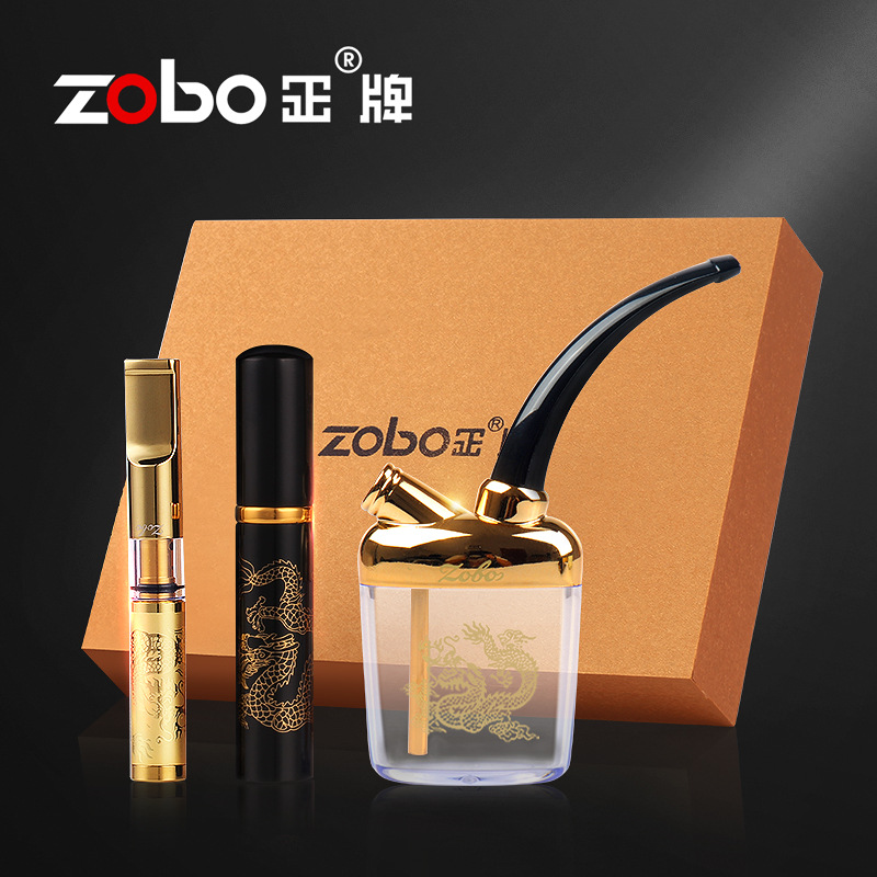 Zobo正牌烟嘴过滤器循环型可清洗多重男女香菸净金属男士礼盒烟具