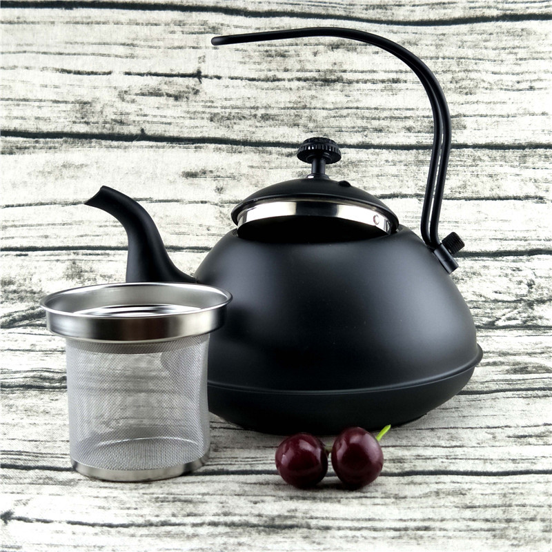 Fábrica al por mayor de acero inoxidable restaurante casa té hervidor hirviendo juego hogar fondo plano con colador tetera
