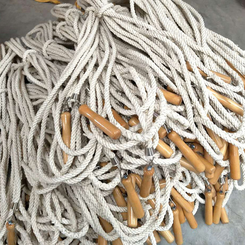 Multi-person student skipping rope wholesale cross-border group hemp rope wooden handle collective skipping large rope high school entrance examination group long skipping rope