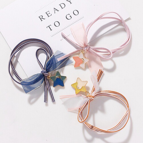 Korean girl heart pink high elastic hand rope rubber band vitality cute starry sky head rope knotted hair rope rubber band hair accessories