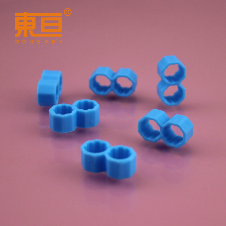BJ1897蓝 双联八角 配合十道杆可插扣8个角度 科技积木零件