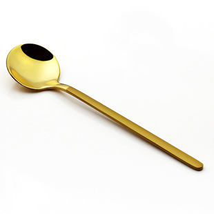 304 Stainless Steel Coffee Spoon Creative Frosted Handle Mug Spoon Korean Style Gold Plated Small Round Spoon